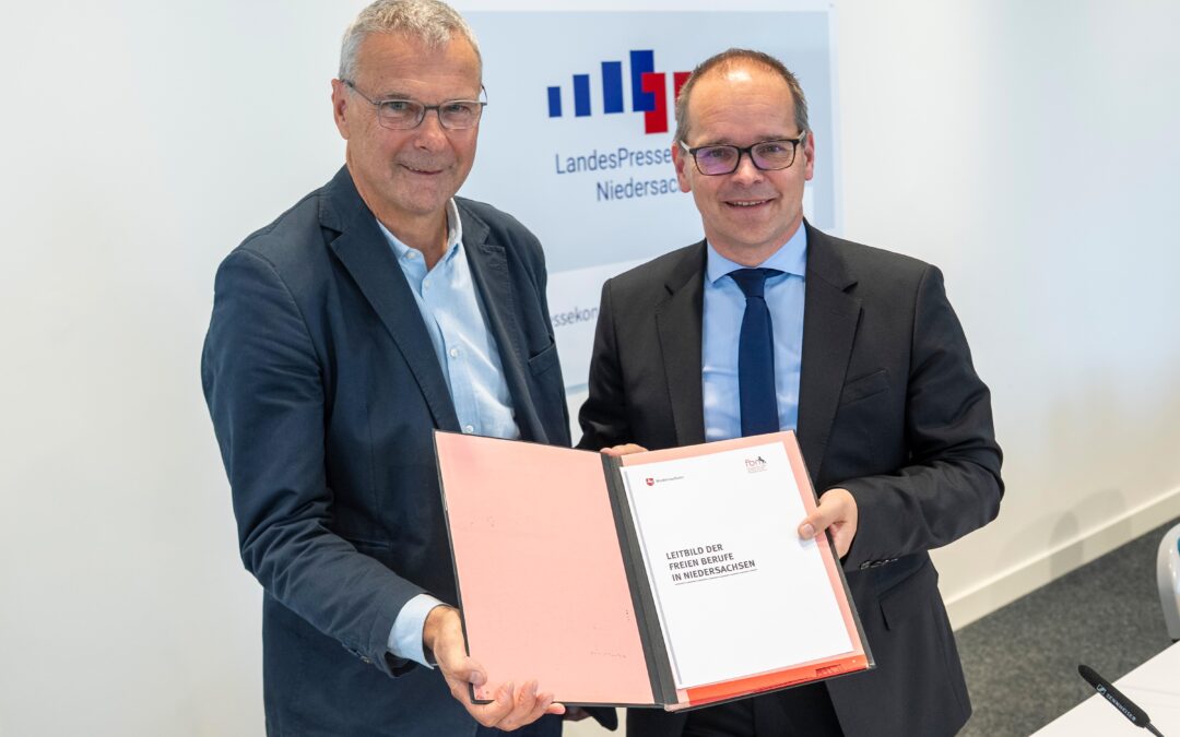 Gemeinsames Leitbild für Freie Berufe vorgestellt von Wirtschaftsminister Tonne und dem Präsidenten des Niedersächsischen Verbands Freier Berufe Marlow